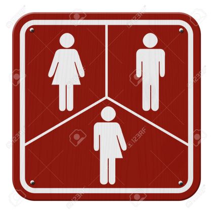 Transgender Sign, Red and White Sign with a woman, male and transgender symbol